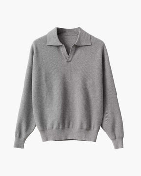 Textured Knit Polo Sweater